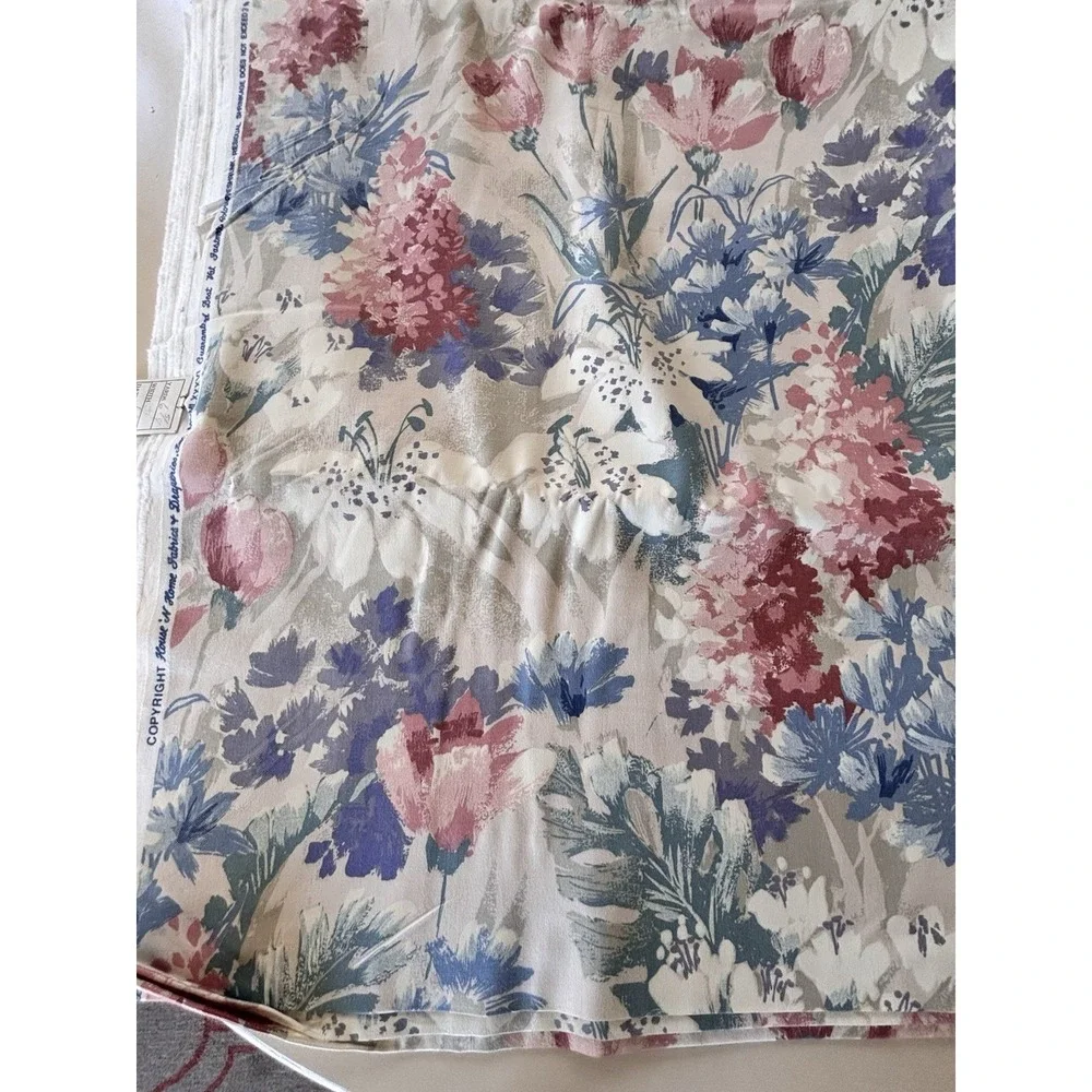 Vtg 1987 House 'N Home Pink Purple Teal Floral Drapery Fabric 54